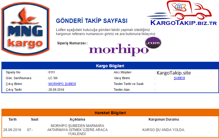 MORHİPO KARGO TAKİP Kargo Takip Kargom Nerede ? PTT Yurtiçi MNG